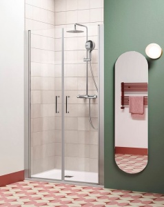 Porta doccia Nsaloon per nicchia con apertura saloon, profili neri o cromati, altezza 200 cm - Img 5
