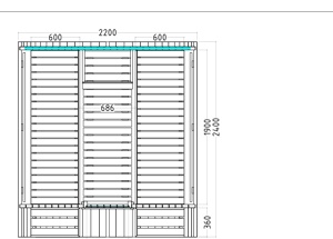 Pianta originale della profondità 240 cm, fonte catalogo 2025. Misure degli appoggi e ingombri da verificare sul disegno.