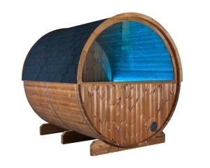 Sauna Kinedo a botte semivetrata con stufa elettrica