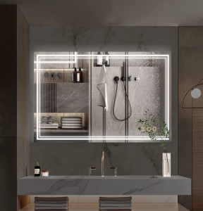 Specchio 60x80 cm led touch - anti appannamento - luce dimmerabile e funzione colore luce 3000 4000 6000K