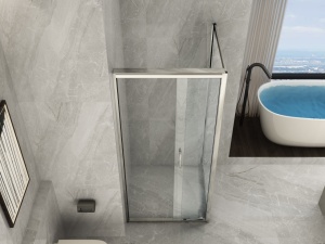 Box doccia a 2 porte scorrevoli e una fissa sovrapponibili Trasparente o Opaco da 90 a 140cm lato fisso da 60 a 90cm