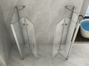 Box doccia con porta a libro in cristallo "053 d duo fixtrio" Centro stanza