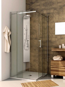 BOX DOCCIA CON PORTA SCORREVOLE ANGOLARE "QUBO" - Img 2