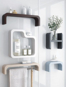 Mensola in mineral marmo multicolore H 30x30x12,7 - Img 3