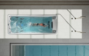 MiniPiscina idromassaggio da esterno con nuoto contro corrente dim 5900x2380 h1400 Aqualis