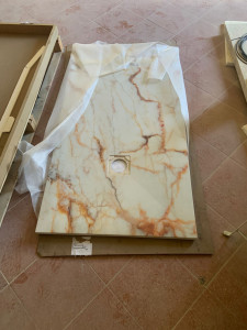 PIATTO DOCCIA IN GEL COAT "STONE 3D" EFFETTO MARMO CREMA - Img 2