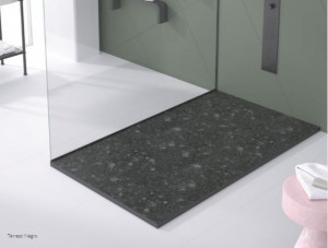 PIATTO DOCCIA IN GEL COAT "STONE 3D" EFFETTO PIETRA D'ISEO NERO