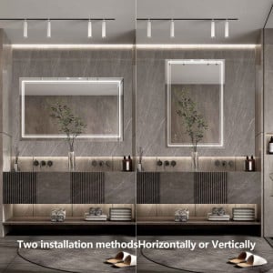 Specchio 60x80 cm led touch - anti appannamento - luce dimmerabile e funzione colore luce 3000 4000 6000K - Img 4