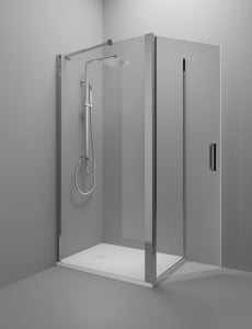 Swing – Porta battente con lato fisso per installazione ad angolo CROMATO NERO ALLUMINIO SPAZZOLATO