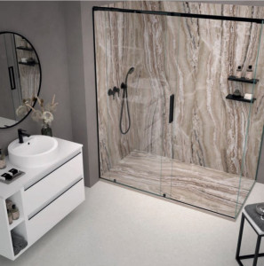PIATTO DOCCIA IN GEL COAT "STONE 3D" EFFETTO MARMO Travertino - Img 2
