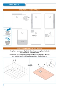 Pagina tecnica originale Kinedo: quote, forma, scarico e limiti di lavorazione. Verificare la misura selezionata nella tabella.