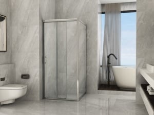 Box doccia a 2 porte scorrevoli e una fissa sovrapponibili Trasparente o Opaco da 90 a 140cm lato fisso da 60 a 90cm - Img 6
