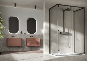 Kinedo PURE ALU-8 – Box doccia angolare porta scorrevole e lato fisso 8 mm - Img 2