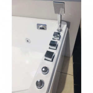 Vasca idromassaggio doppio posto 65100X, asimmetrica salvaspazio con radio Bluetooth, 170x120 cm - Img 7
