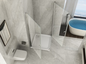 BOX DOCCIA CON DUE PORTE APERTURA BATTENTE TOTALE INTERNA ESTERNA "043 DUO"
