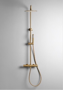 Colonna doccia regolabile in colore ottone spazzolato