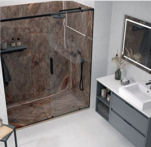 PIATTO DOCCIA IN GEL COAT "STONE 3D" EFFETTO MARMO rain forest brown - Img 2