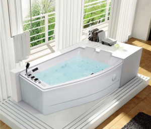 Vasca idromassaggio doppio posto 65100X, asimmetrica salvaspazio con radio Bluetooth, 170x120 cm - Img 8