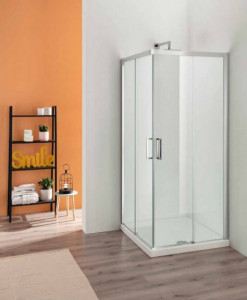 Box Doccia con doppia porta scorrevole Apertura Angolare " STEP" senza profilo inferiore