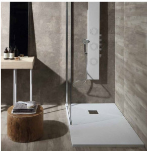PIATTO DOCCIA RETTANGOLARE CON TEXTURE LEGNO IN MARMORESINA "ESSENCE" - Img 3