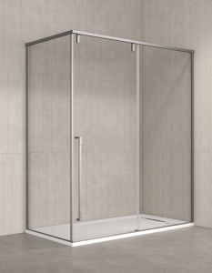 Kinedo PURE ALU-8 – Box doccia angolare porta scorrevole e lato fisso 8 mm