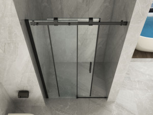 Porta doccia in cristallo 8mm trasparente " 810 Nicchia Nero " Dim 120