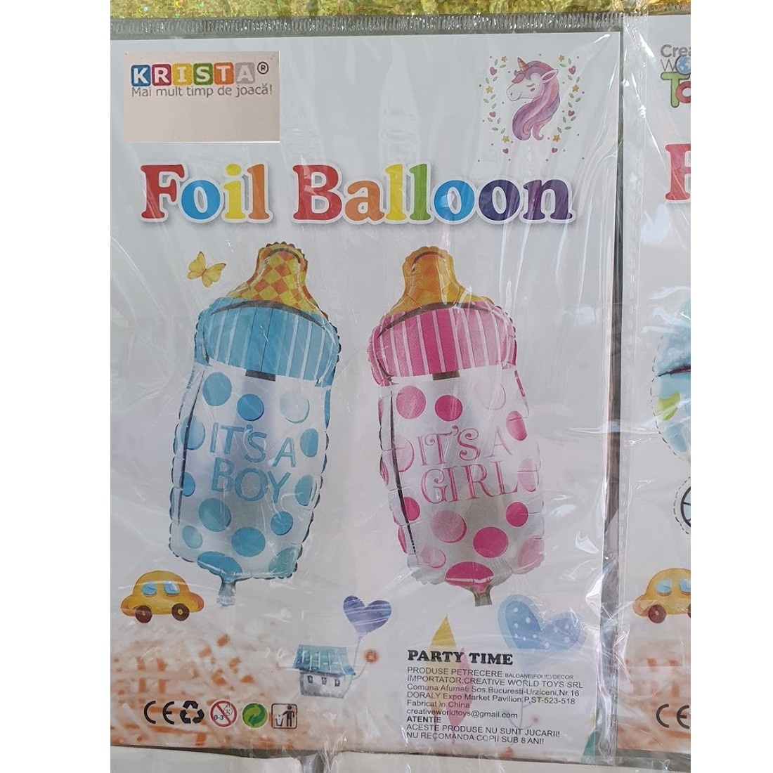 Balon din folie pentru petrecere Biberon, It\'s a Boy, Bleu, 75 cm - 1 | YEO