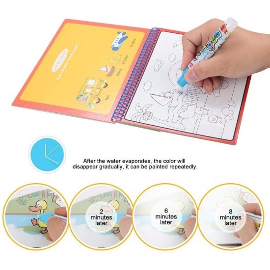 Carte magica de colorat cu apa, reutilizabila, Animale salbatice de la Zoo - 2 | YEO
