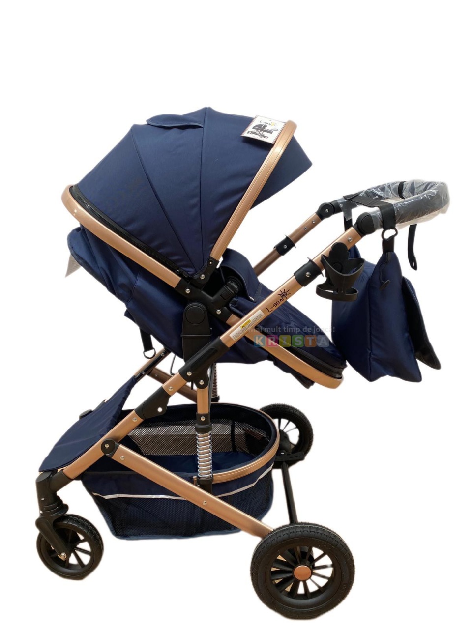 Carucior 2 in 1, reversibil, cu suspensii, T7 albastru - L-Sun - 2 | YEO