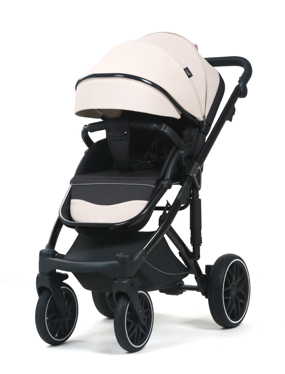 Carucior 3 in 1, G8 Luxury Alb, reversibil, cu suspensii, din piele ECO - 3 | YEO