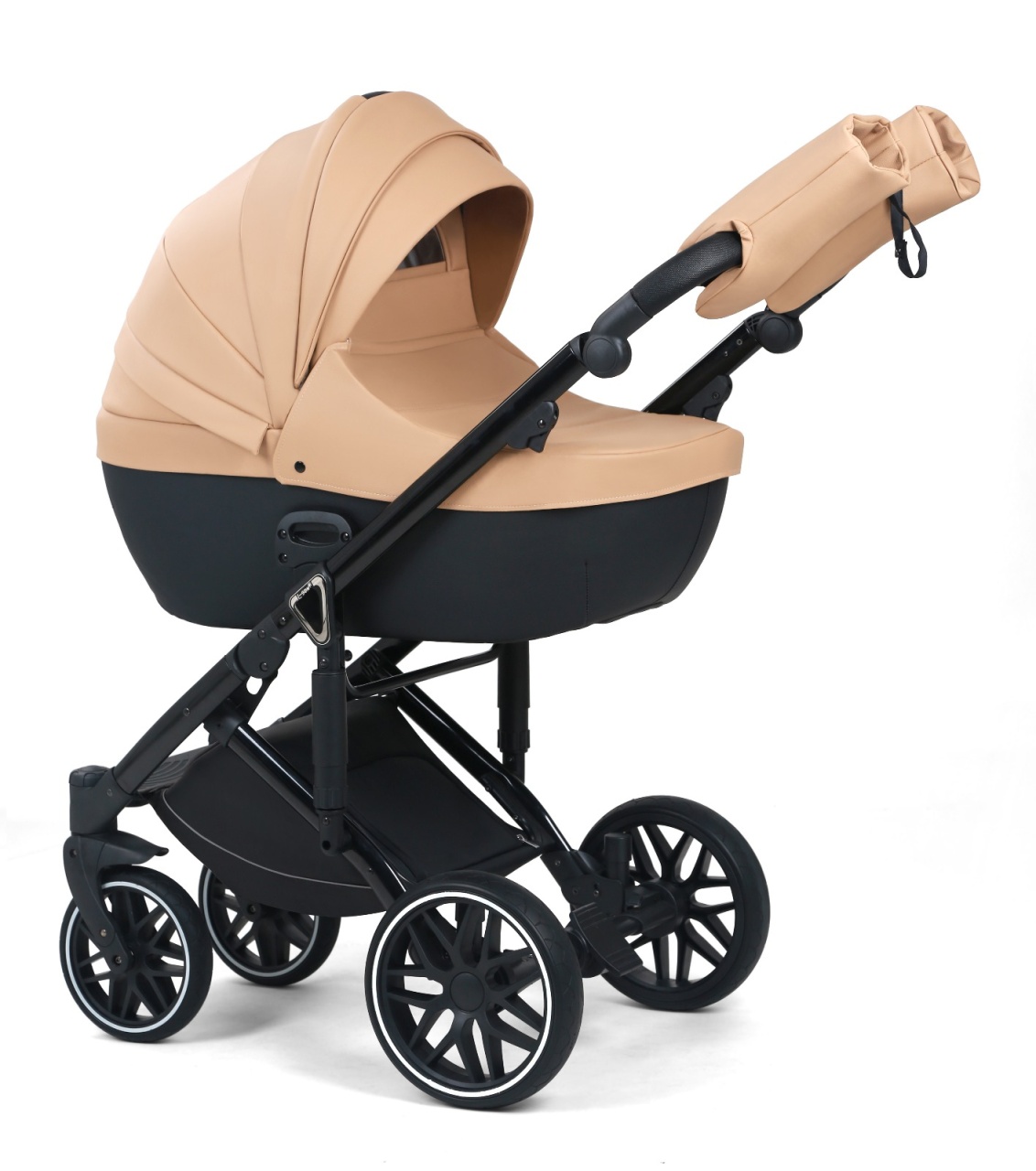 Carucior 3 in 1, G8 Luxury Crem, reversibil, cu suspensii, din piele ECO - 1 | YEO