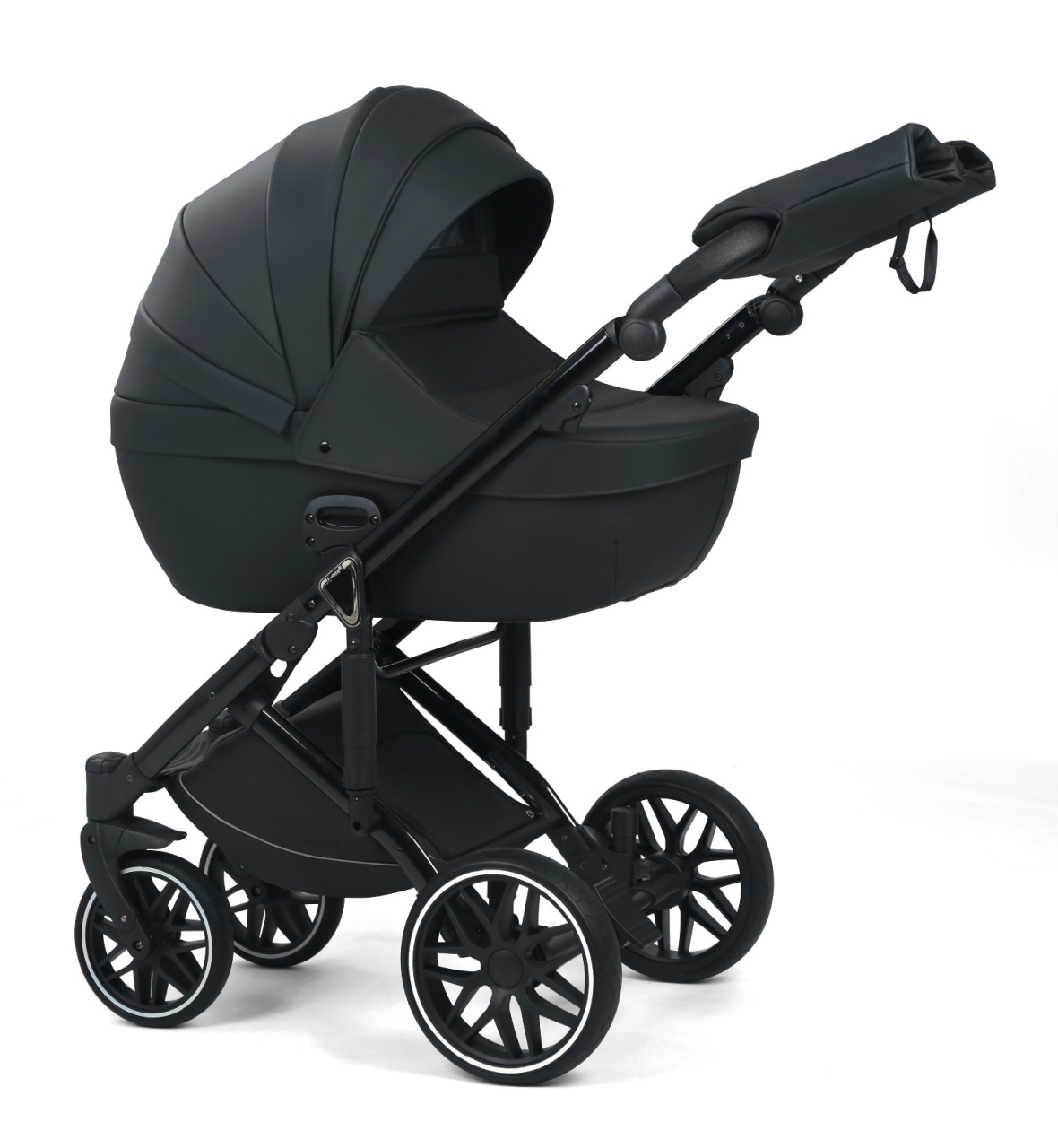 Carucior 3 in 1, G8 Luxury Negru, reversibil, cu suspensii, din piele ECO - 1 | YEO