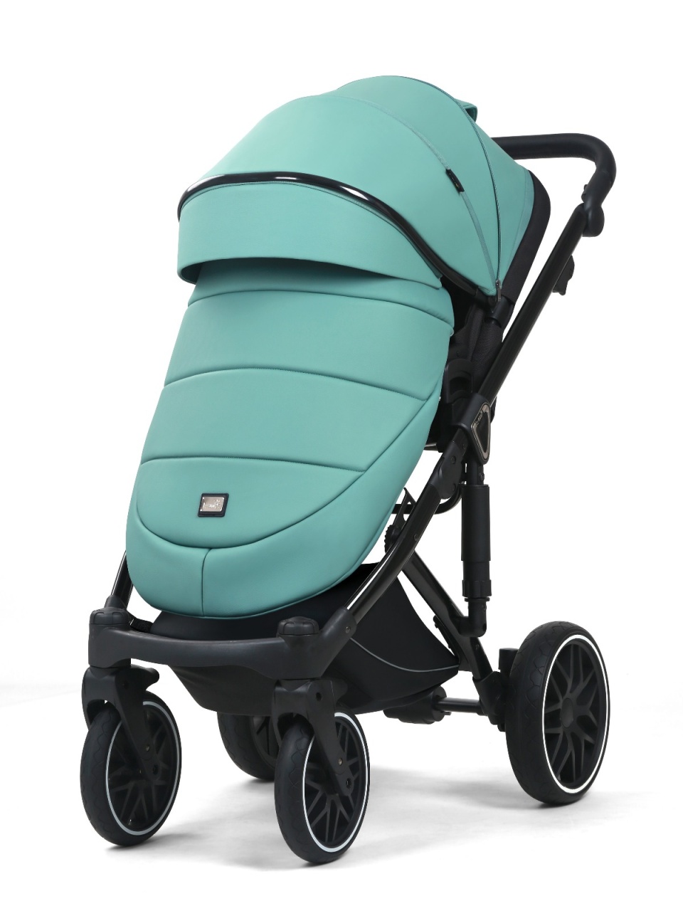 Carucior 3 in 1, G8 Luxury Verde, reversibil, cu suspensii, din piele ECO - 2 | YEO