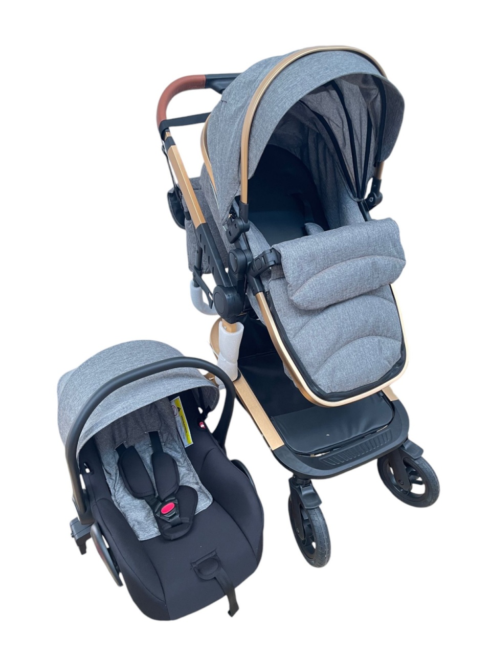 Carucior 3 in 1cu maner reversibil, transformabil landou-sport si scoica, 517 Gri - 1 | YEO