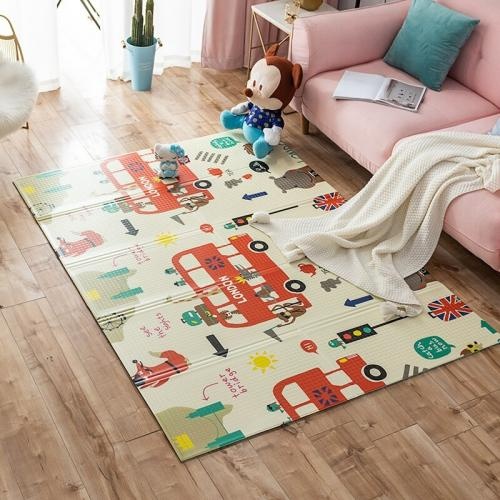 Covor pliabil termoizolant, cu 2 fete, London City si animalele din padure, 200x150 cm - 2 | YEO