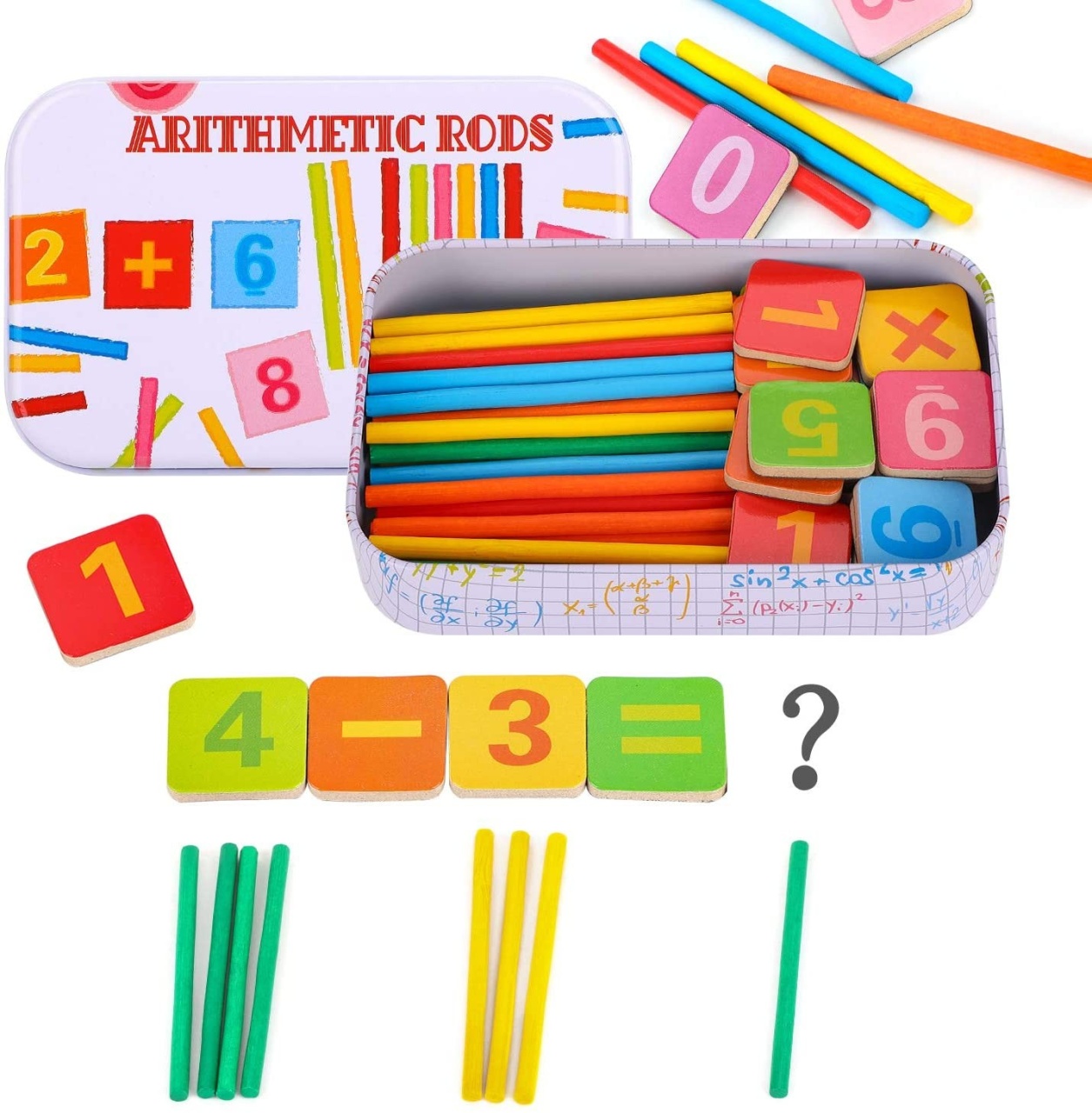 Cutie metalica magnetica cu cifre, betisoare si matematica