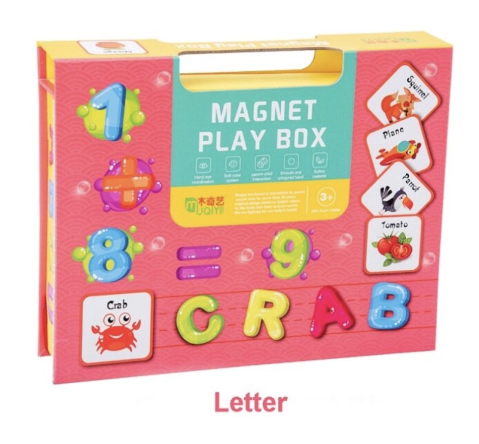 Cutie rosie cu 80 piese Puzzle magnetic Alfanumeric - 3 | YEO