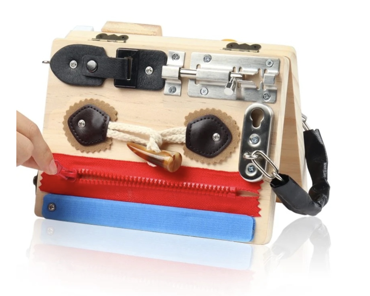 Joc Montessori Placa Busy Board cu 10 Activități, Fold, din lemn - 1 | YEO