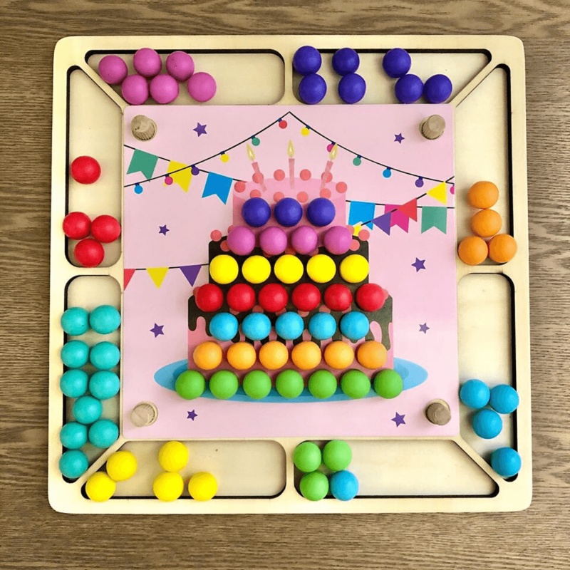 Joc mozaic cu 80 bile si 9 planse, Butterfly, din lemn - 1 | YEO