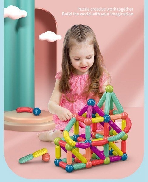 Joc STEM de constructii, 36 piese Magnetic Sticks - 1 | YEO