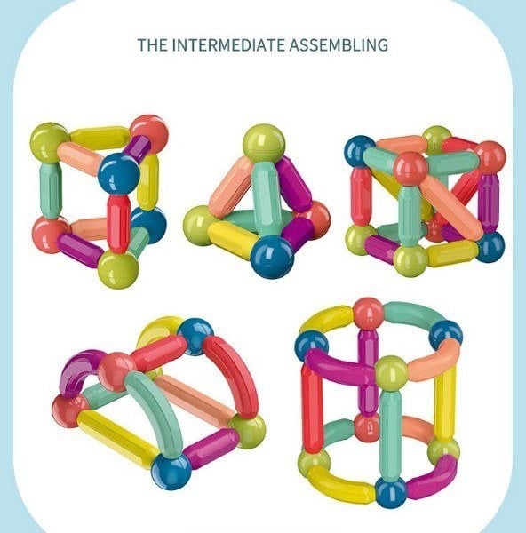 Joc STEM de constructii, 46 piese Magnetic Sticks - 4 | YEO