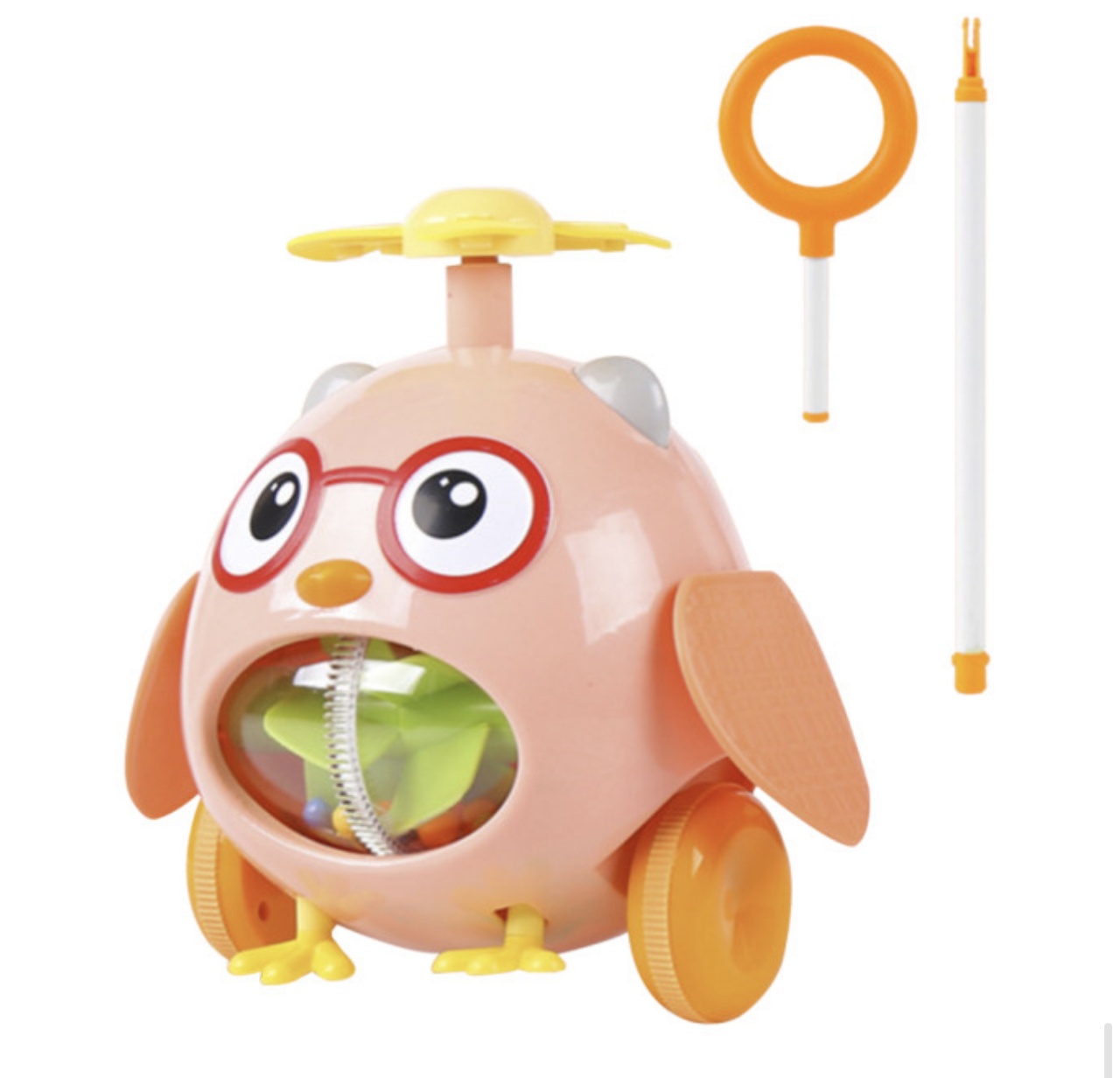 Jucarie bebe interactiva de impins Bufnita, roz - 4 | YEO