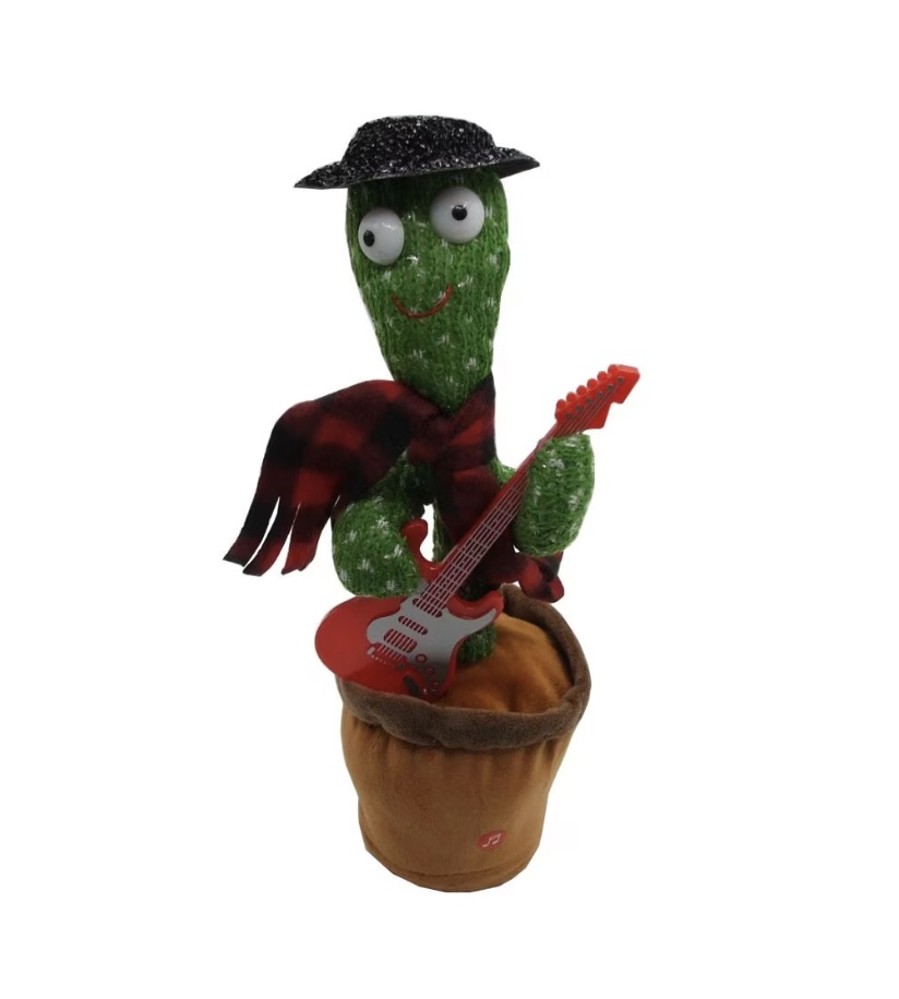 Jucarie interactiva Cactusul dansator cu chitara - danseaza, canta, imita, repeta din material textil - 3 | YEO