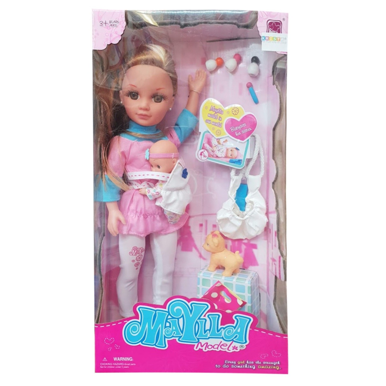 Papusa Fotomodel Maylla este Babysitter, cu bebelus si accesorii - 3 | YEO