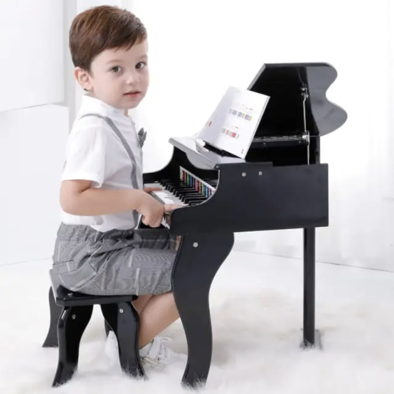 Pian cu coada cu 30 clape si scaunel inclus, din lemn, Negru - 1 | YEO