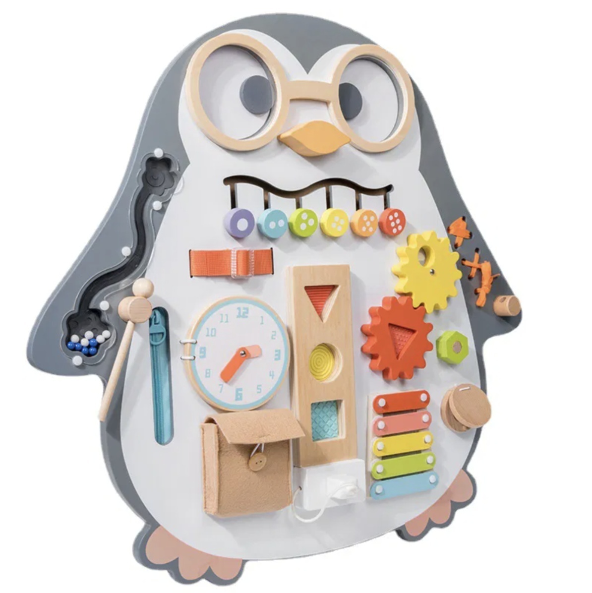 Placa Montessori Busy Board Pinguin, din lemn - 1 | YEO