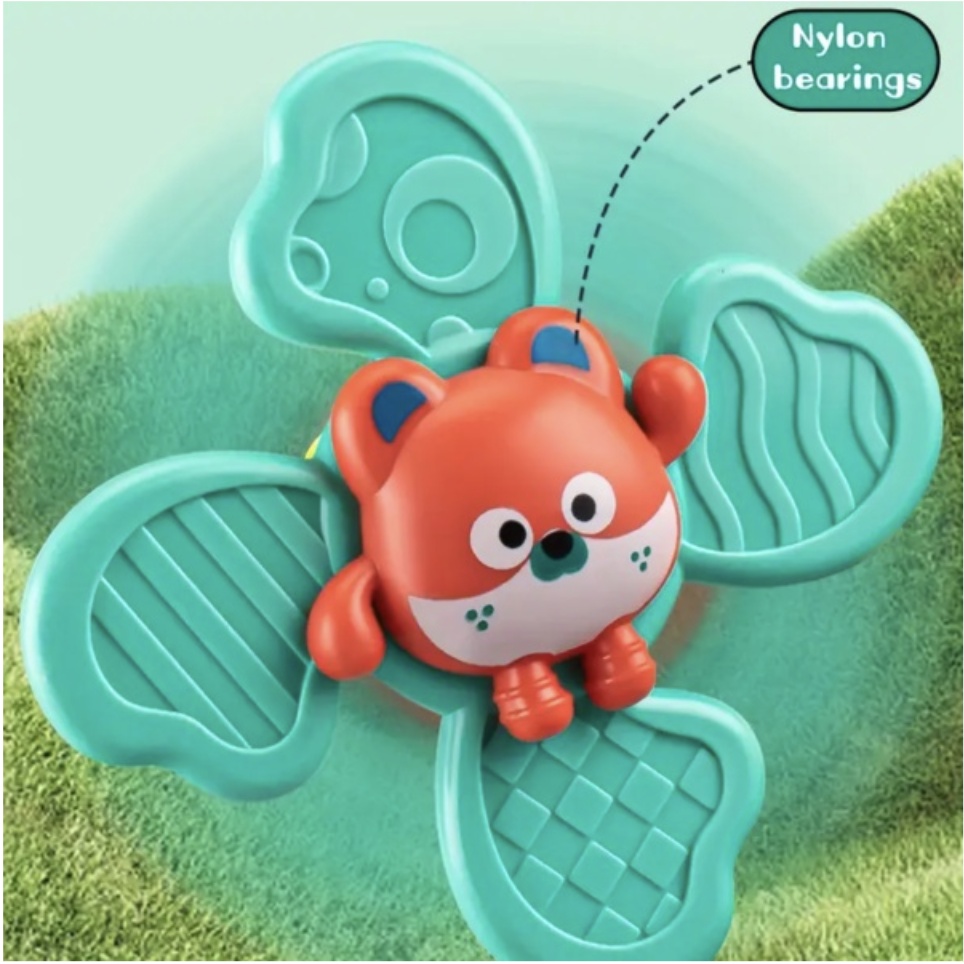 Set 3 jucarii senzoriale cu spinner si ventuza, Animalute, pentru bebelusi - 3 | YEO