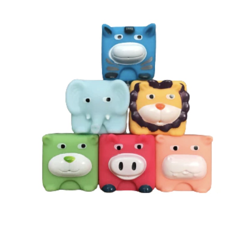 Set 6 cuburi silicon pentru bebelusi, animalele texturate