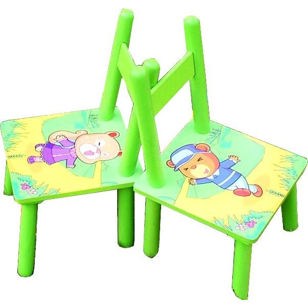 Set masuta cu doua scaune pentru copii, din MDF, verde, 59x39x40 cm - 3 | YEO