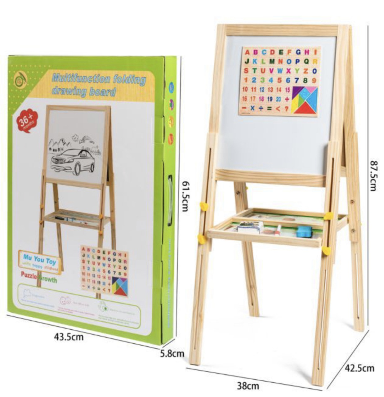 Tabla Jumbo cu Doua Fete si inaltime reglabila, 108 cm, din lemn - 1 | YEO